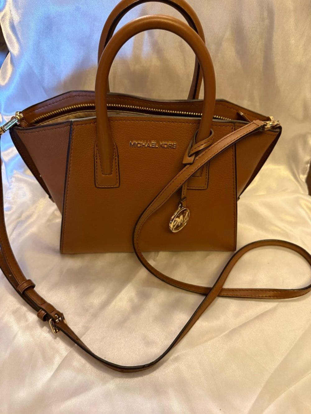 Michael Kors Brown Leather Satchel with Detachable Crossbody Strap